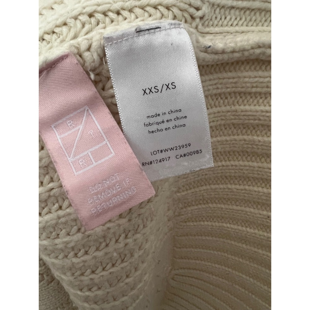 WeWoreWhat Chunky Cable Knit Sweater Zip Up Cardigan XXS XS Ivory Coastal - Picture 9 of 12